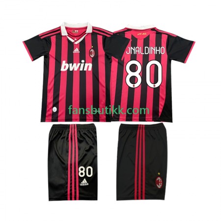 Fotballdrakt AC Milan RONALDINHO 80 2009 2010 Barn Retro Hjemmetrøye Kortermet